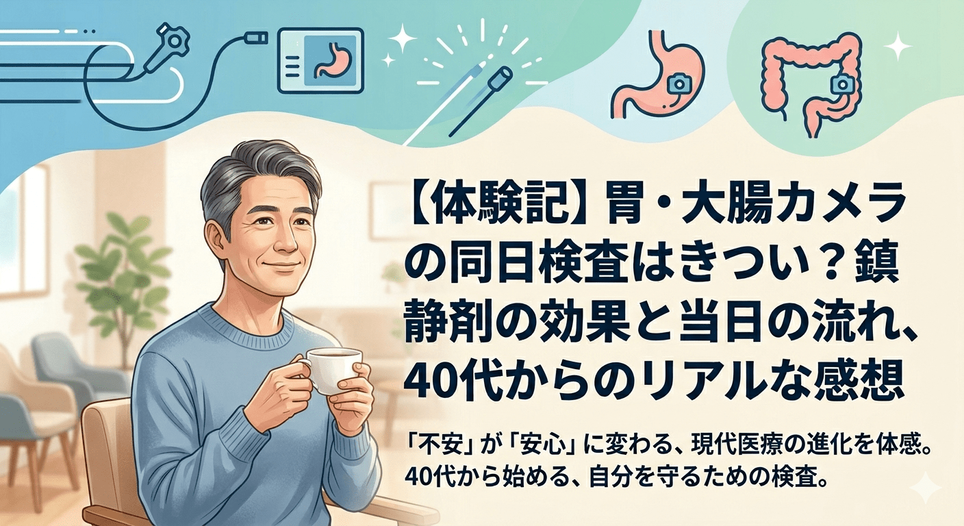 胃カメラと大腸カメラの同日検査を鎮静剤で行った際のリカバリールームでの体験イメージ